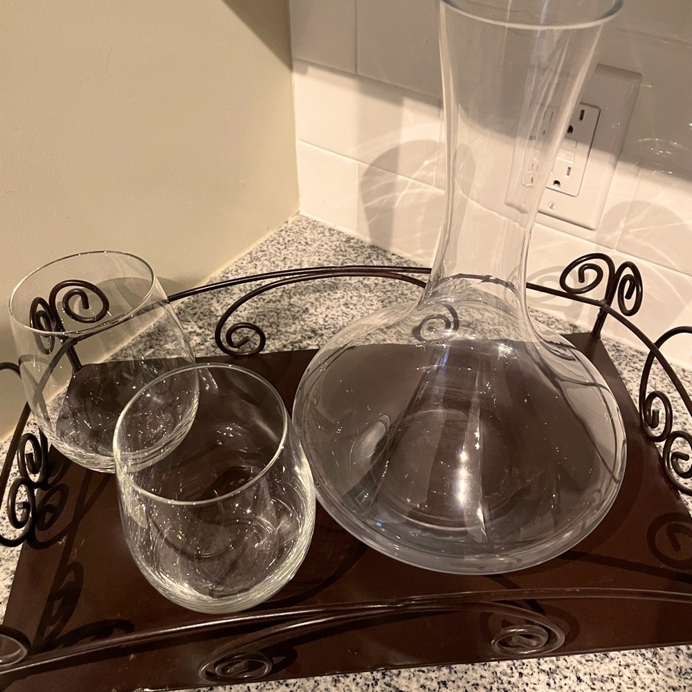 Elegant crystal wine decanter